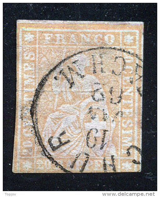 SWITZERLAND - STRUBEL - 20 Rp - Gelborange - Used - 1862 - Oblitérés