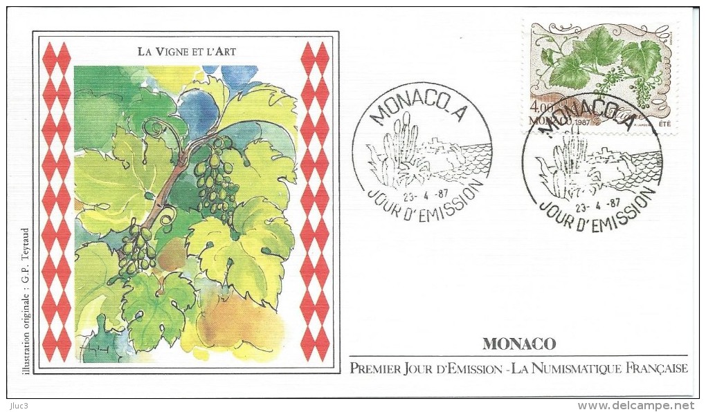 ZMonFDC34 - MONACO 1992  --  LA  Belle  ENVELOPPE  FDC  'PREMIER JOUR'  Du  23 04 1987  --  DÉFINITION  DE  LA  VIGNE - Brieven En Documenten