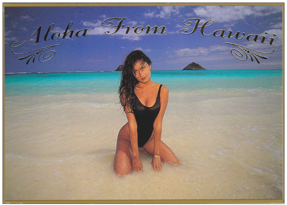 Native Girl On Beach , Hawaii , 80-90s 2/4 - Autres & Non Classés