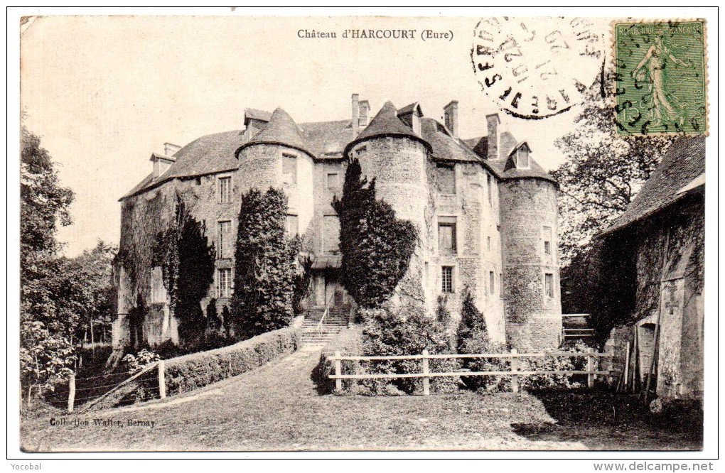 CP, 27, HARCOURT, Château, Voyagé En 1920 - Harcourt