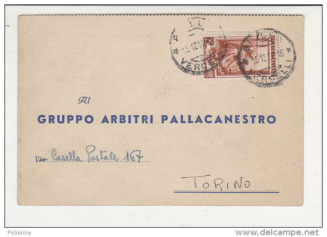 A2769 - Cartolina Post. GRUPPO ARBITRI PALLACANESTRO - GARA CAMPIONATO DOPPIERI NOVARA-FULL COMO  VG Biella 19-12-1952 - Altri & Non Classificati