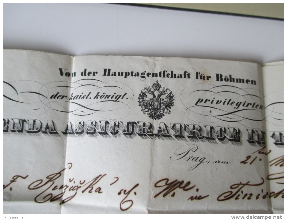 Österreich Vorphila1843 Prag - Triest Hauptangentschaft für Böhmen Azienda Assicuratrice in Triest. Toller Brief!!