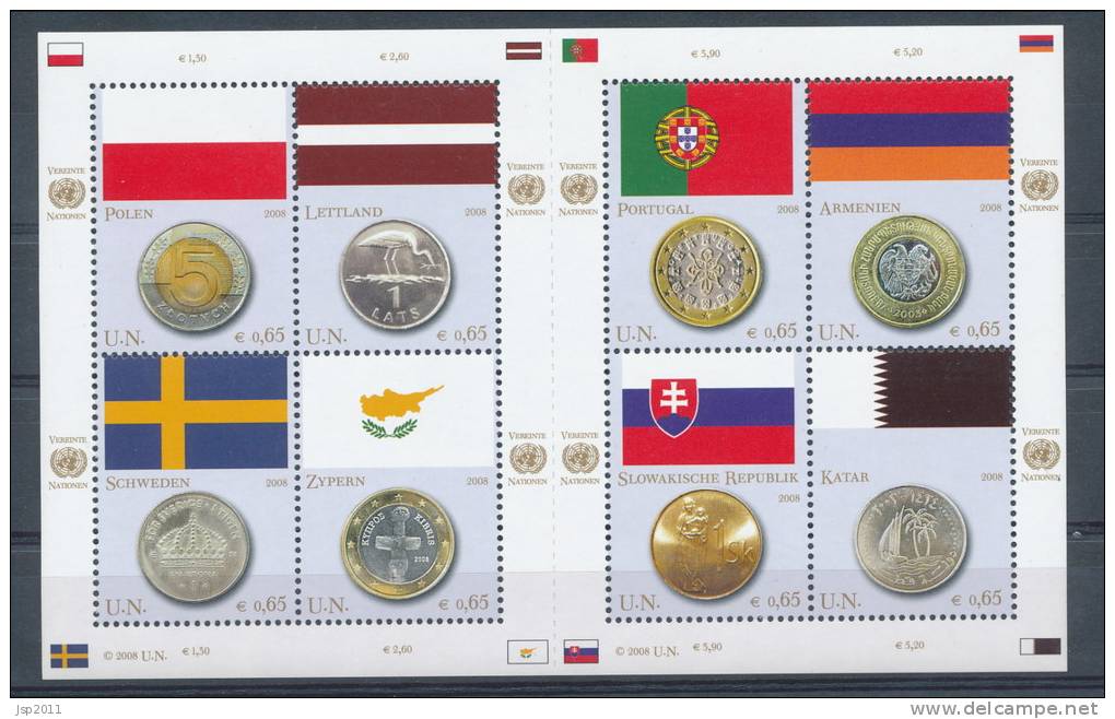 UN Vienna 2008 Michel # 530-537, Sheetlet, MNH ** - Blocs-feuillets