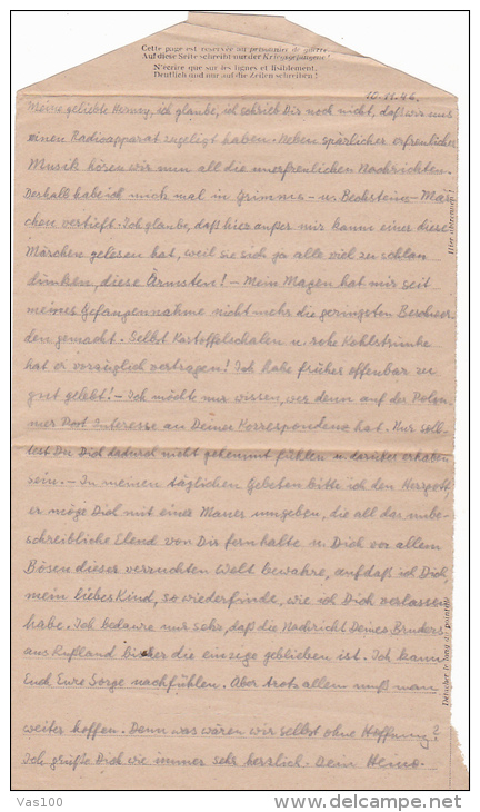 LETTRE, CORRESPONDANCE DES PRISONIER DE GUERRE, FROM FRANCE TO GERMANY - 2. Weltkrieg