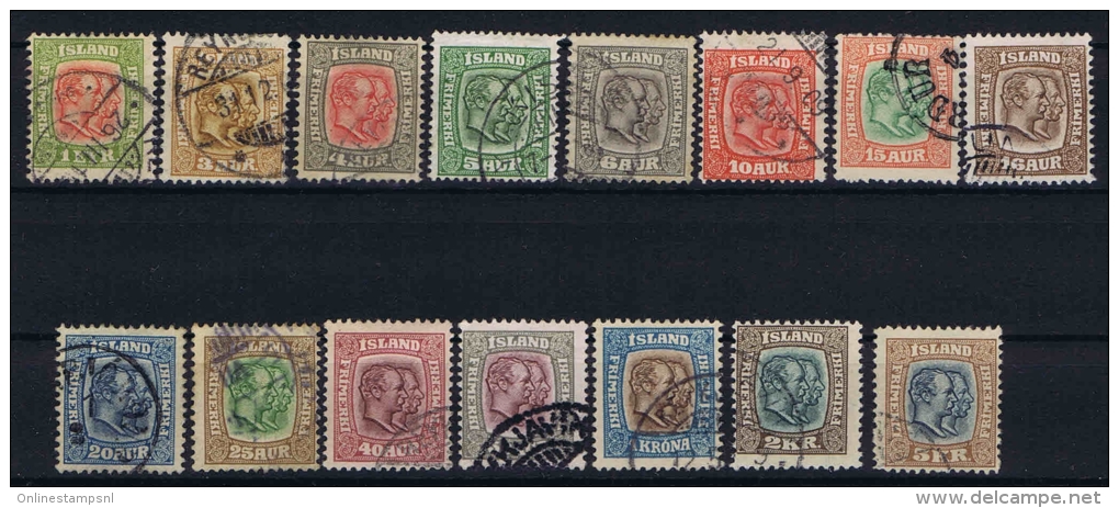 Iceland: 1907 Mi 48 - 62 Used, Complete Set, Cat Value 500 Euro - Usati