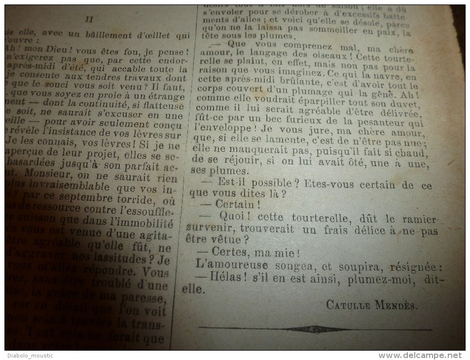 LVP 1888 :Gravure Charles Monselet; Histoires: de Catule Mendès (TOUTERELLE);de Ch. Monselet (TSIGANE et la GRANDE DAME)