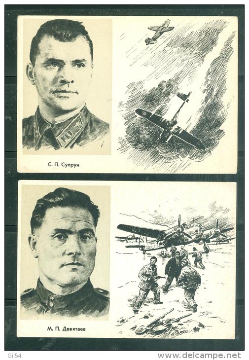 Lot De 13 Cartes Postale Format 14,6 Cm X 10,6 Cm  Sur Les Héros De L'U.R.S.S. Durant La Guerre 1939/45 - Ax76 - Guerre 1939-45