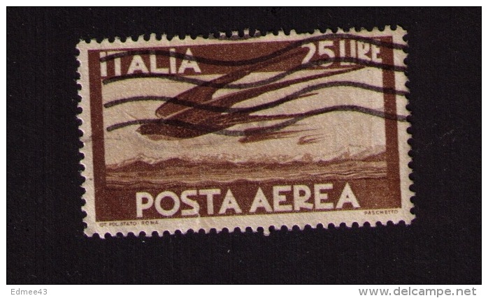 Timbre Oblitéré Italie, Poste Aérienne, 25 Lire, 1947 - 1946-47 Période Corpo Polacco