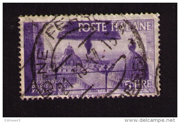 Timbre Oblitéré Italie, Pise, 5 Lire, 1946 - Used