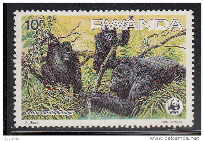 Rwanda MNH Scott #1208 10fr Gorilla Gorilla Beringei - WWF - Album Adherence - Neufs