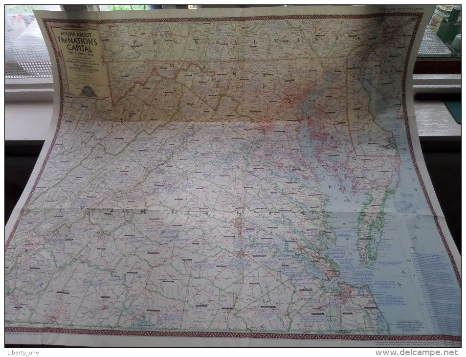 Round About The NATION'S CAPITAL ( National Geographic ) Scale : 9.2 Miles To The Inch - 1956 ! - Monde