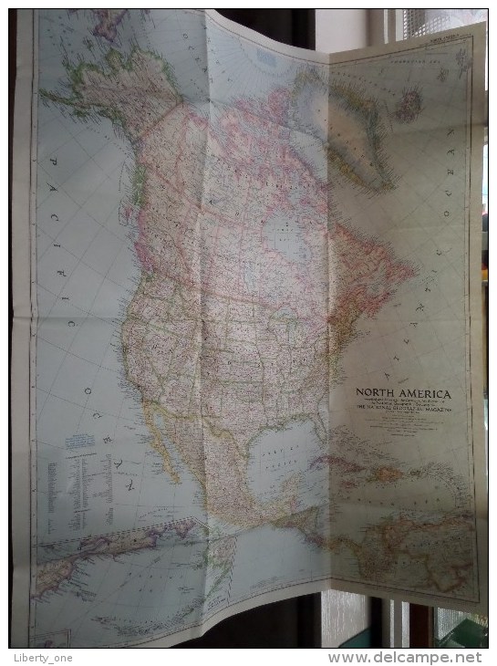 NORTH AMERICA ( National Geographic ) Scale I : 11.000.000 Or 173.6 Miles To The Inch - 1952 ! - Monde