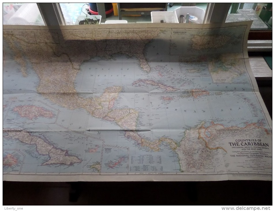 Countries Of The CARIBBEAN Incl. Mexico...( National Geographic ) Scale I : 6.000.000 Or 94.7 Miles To The Inch - 1947 ! - Monde