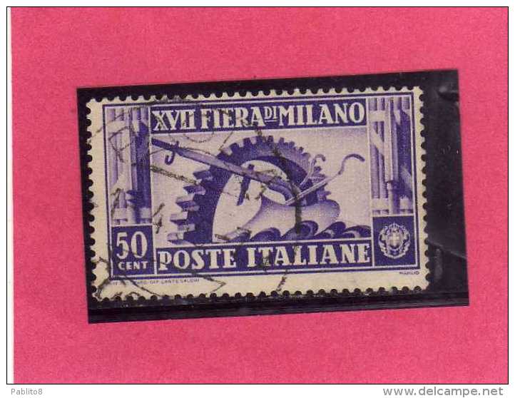 ITALIA REGNO ITALY KINGDOM 1936 XVII FIERA DI MILANO 17 17TH FAIR MILAN CENT. 50 USATO USED - Usati