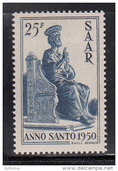 Saar MH Scott #224 25fr St. Peter - Holy Year - Unused Stamps