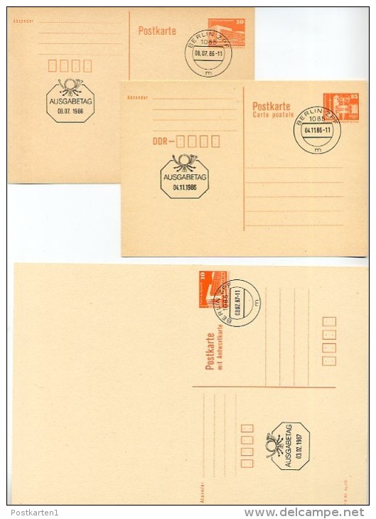 DDR P86-88 I/II Postkarten BAUWERKE 3. Ausgabe FDC 1986-87  Kat.18,00 € - Postcards - Used