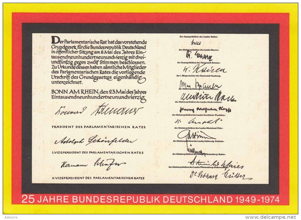 BRD 1974 - 30Pfg ** Auf Pk 25 Jahre BRD 1949-1974 - Postkarten - Ungebraucht