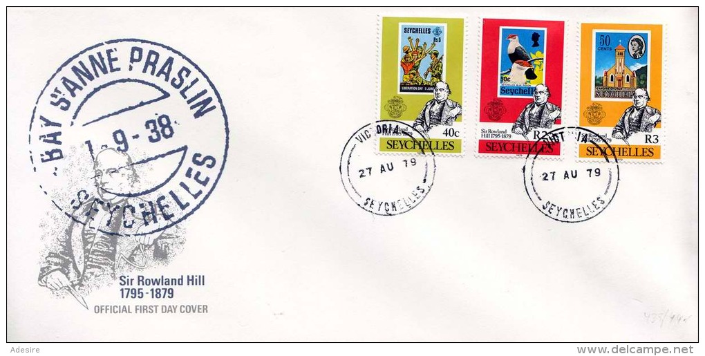 SEYCHELLES 1979 - 3 Sondermarken Auf FDC Brief "Sir Rowland Hill" - Seychelles (1976-...)