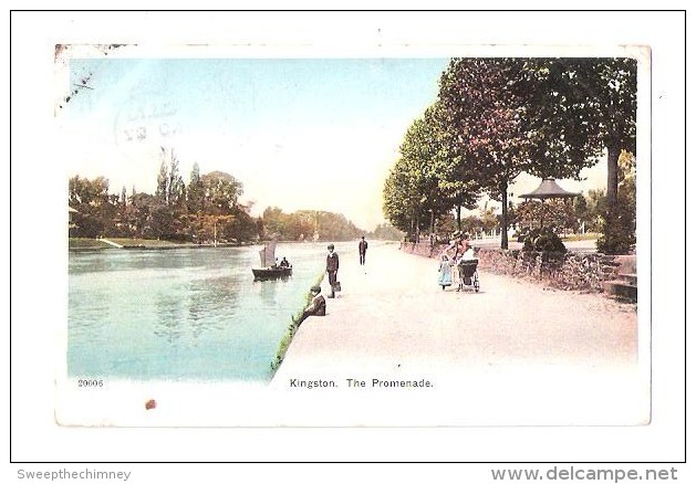 KINGSTON ON THAMES THE PROMENADE BOAT BOATING ON THE RIVER THAMES USED 1905 ? - Surrey