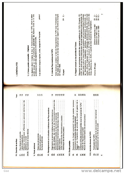 UPU - Liste Des Publications Du Bureau International - 1972 - Altri & Non Classificati