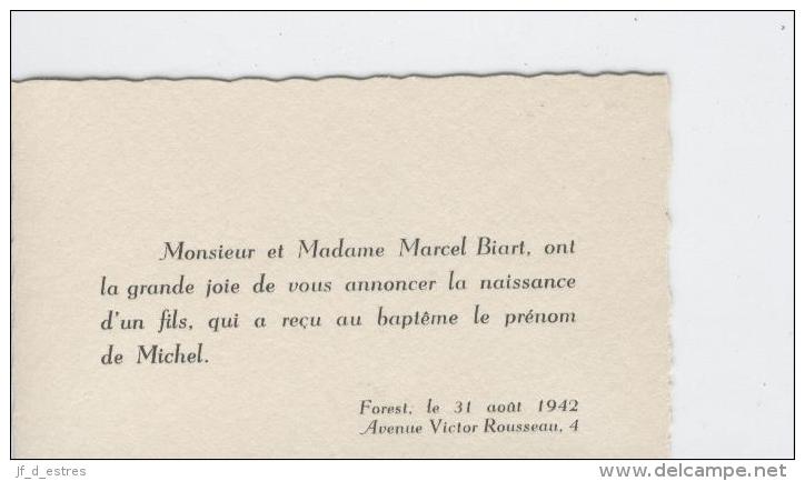 Biart Michel, 31 Août 1942. Forest - Naissance & Baptême