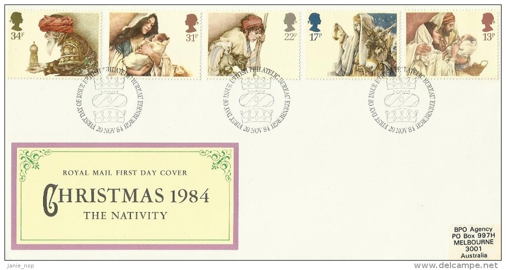 Great Britain 1984 Christmas FDC - 1981-1990 Decimal Issues