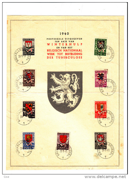 BELGIO  1940 - Yvert 538/46 - Lotta Alla Tubercolosi(un Valore Difettoso) - Folletos De La Oficina De Correos