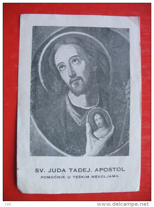 SV.JUDA TADEJ,APOSTOL,SPOMIN NA SVETO MASNISKO POSVECENJE ZAGREB FRANC SVOLJSAK - Images Religieuses