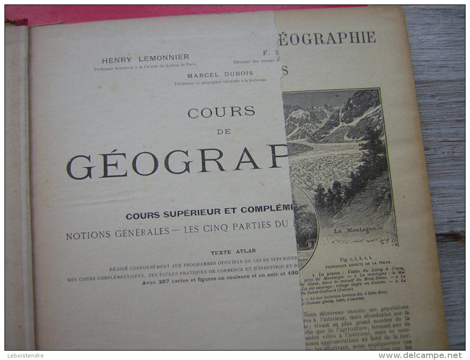 COURS DE GEOGRAPHIE  COURS SUPERIEUR ET COMPLEMENTAIRE  NOTIONS GENERALES LES CINQ PARTIES DU MONDE  FRANCE  HACHETTE