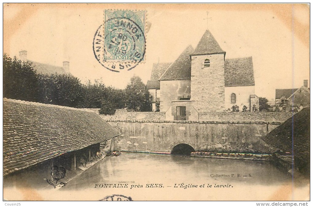 89 FONTAINE Près SENS - L'Eglise Et Le Lavoir - Fontaines Salees