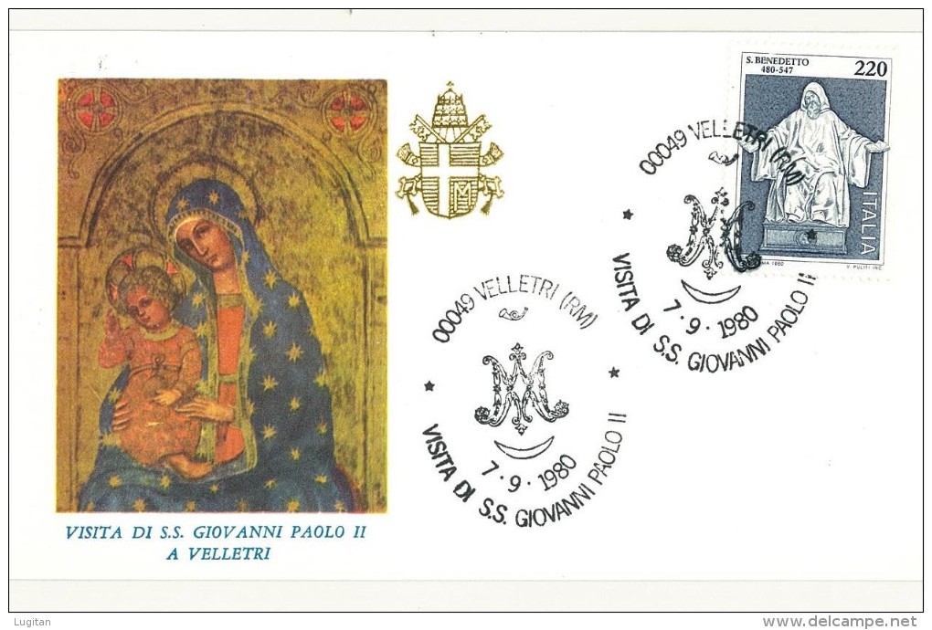 FDC VISITA S.S. GIOVANNI PAOLO II° A VELLETRI ANNO 1980 - ITALIA -1 2 FDC - Papi