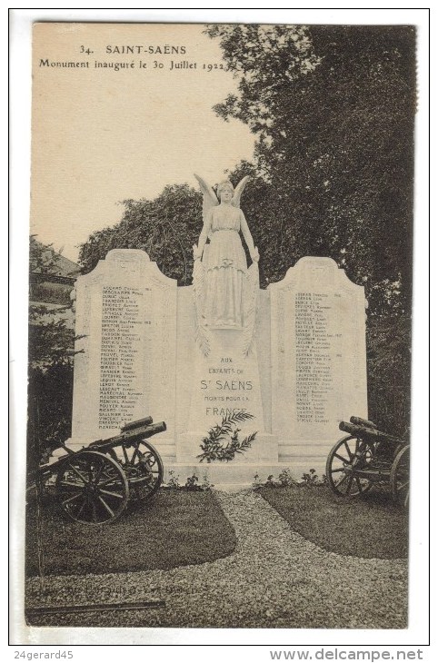 CPSM SAINT SAENS (Seine Maritime) - Monument Aux Morts Inauguré Le 30 Juillet 1922 - Saint Saens