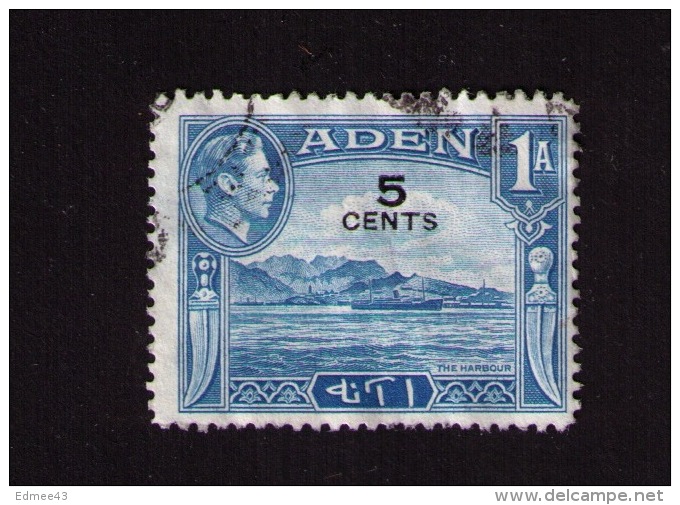 Timbre Oblitéré Aden (Yémen), Port D´Aden, Roi George VI (1895-1952), 1, 1939, Surcharge - Aden (1854-1963)