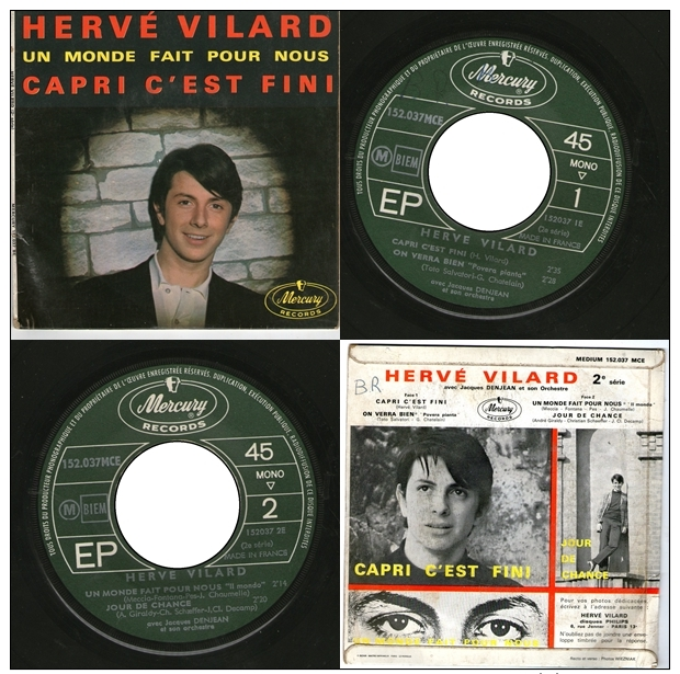 45 T EP HERVE VILARD - CAPRI C'EST FINI -1965 - Sonstige - Franz. Chansons