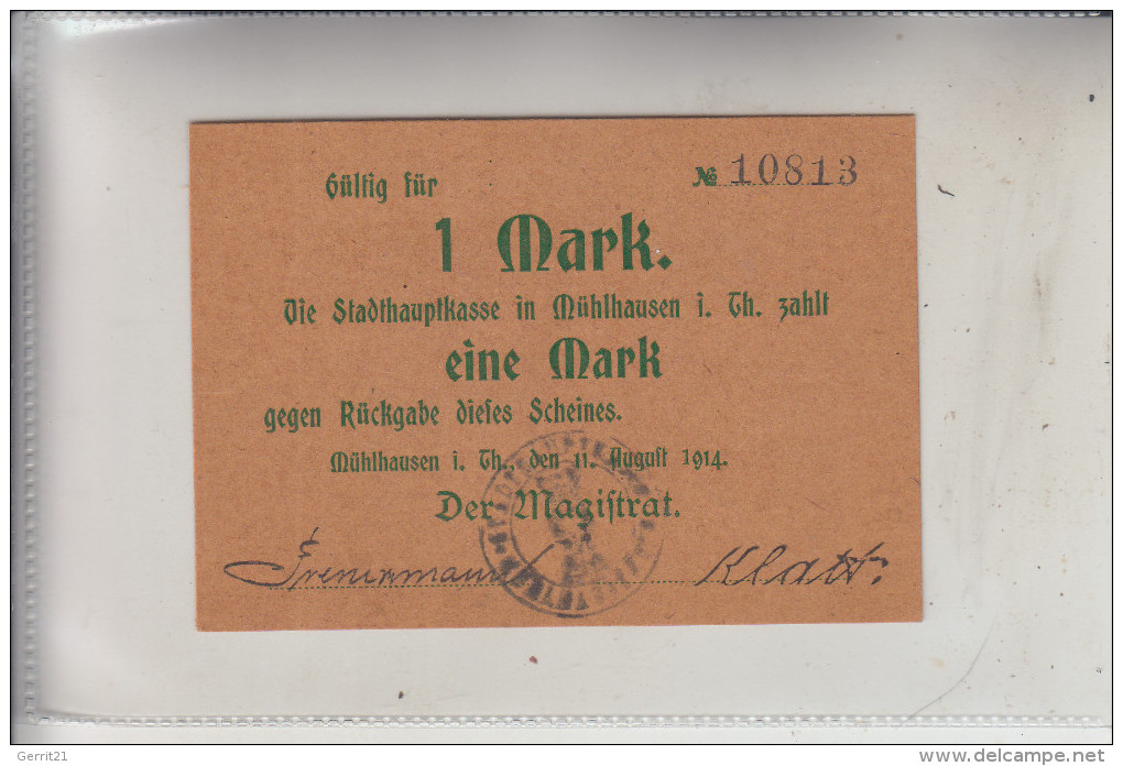 NOTGELD - MÜHLHAUSEN / Thüringen, 1 Mark, 1914, Erhaltung I - Lokale Ausgaben