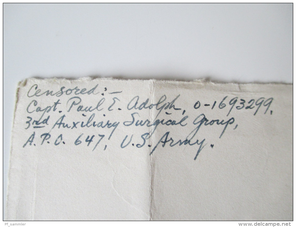 Letter US Army Postal Service 1943 A.P.O. Censored Capt. Paul E. Adolph A.P.O. 647 To Oxford. Envelope: Camp Kilmer - Lettres & Documents