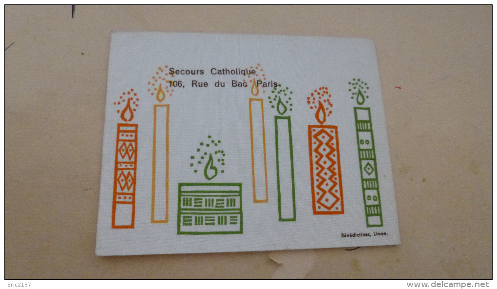 CARTE DE BONNE ANNEE (en Tissu).....SECOURS CATHOLIQUE... - New Year