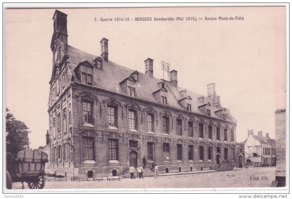 7- WWI - BERGUES - Bombardée ( Mai 1915) - Ancien Mont-de-Piété  -ed. Berthelot - Bergues