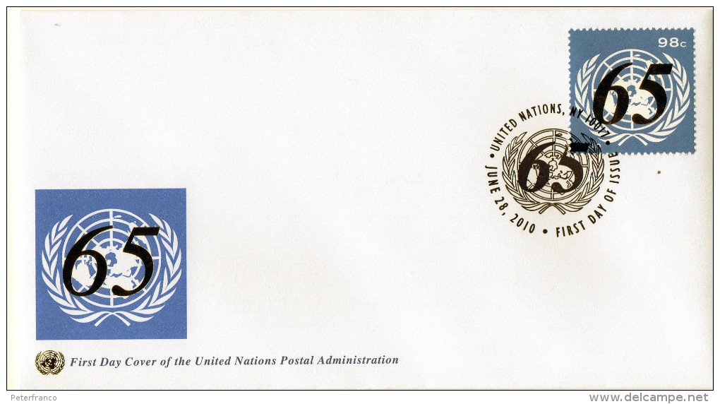 2010 ONU - 65 Ann. Amministrazione Postale - FDC - Sonstige & Ohne Zuordnung