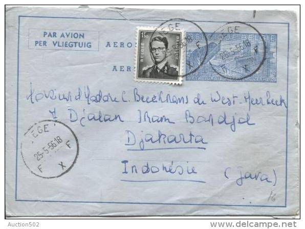 Aérogramme + TP 924 Baudouin Lunettes C.Liège En 1956 V.Djakarta Indonsésie PR792 - Luchtpostbladen