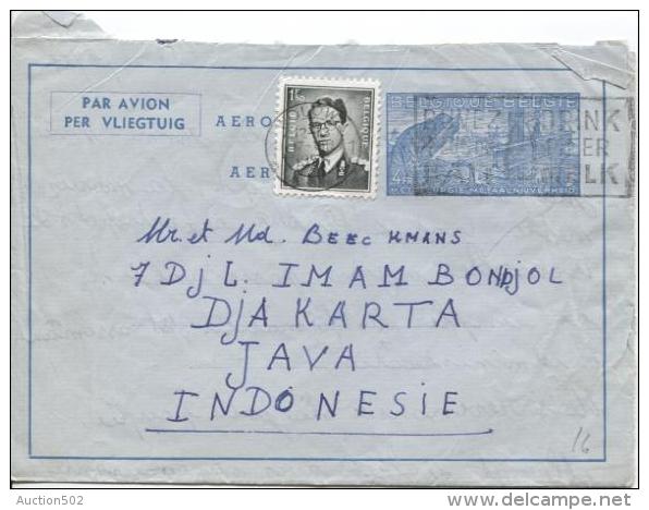 Aérogramme + TP 924 Baudouin Lunettes C.Woluwe En 1956 V.Djakarta Indonsésie PR793 - Luchtpostbladen