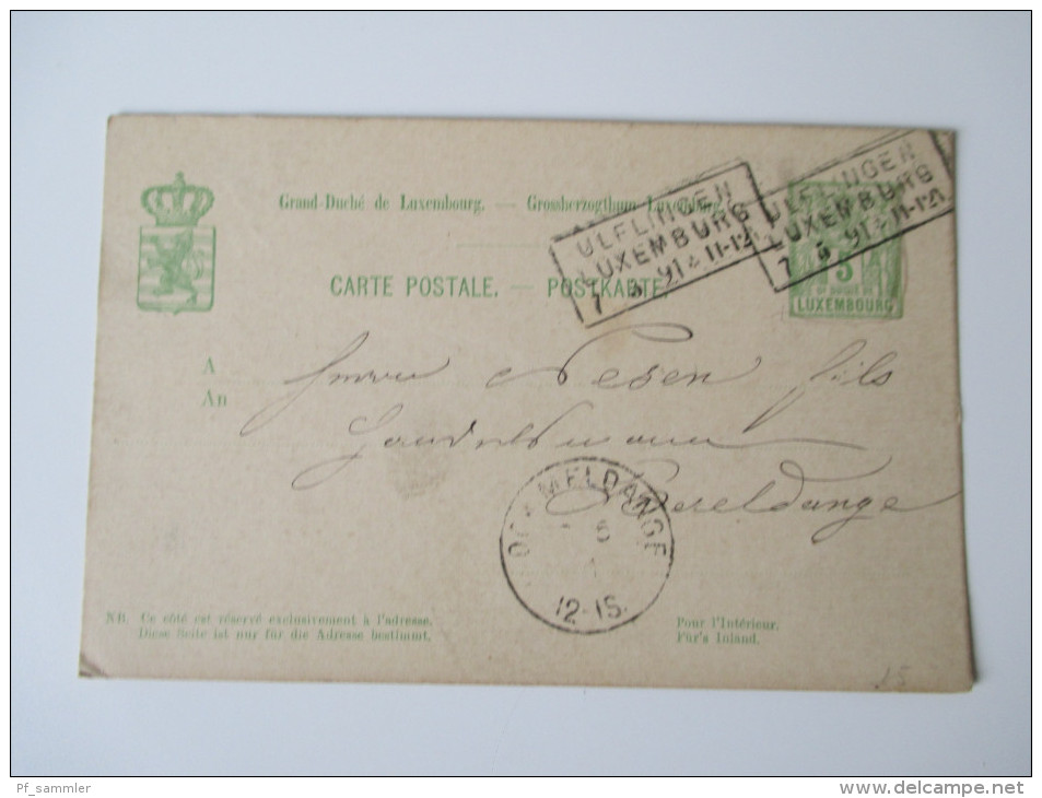 Luxembourg Ganzsache 1891 Ulfingen - Stamped Stationery