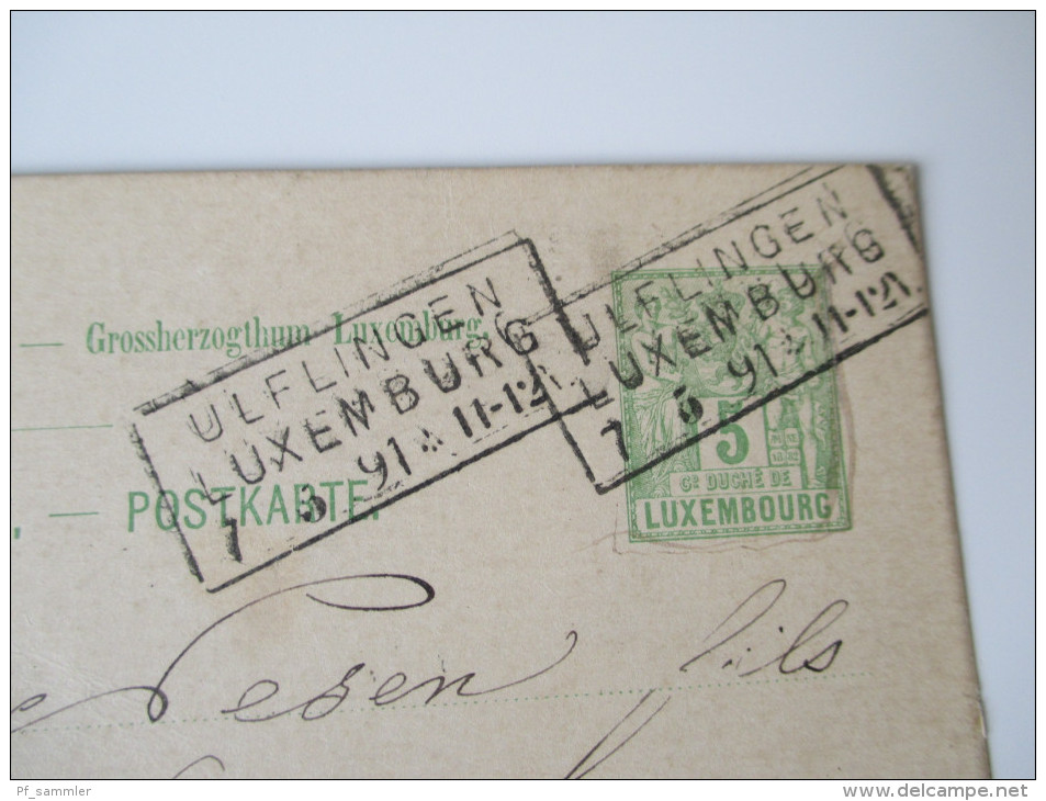 Luxembourg Ganzsache 1891 Ulfingen - Stamped Stationery