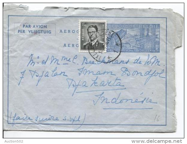 Aérogramme + TP 924 Baudouin Lunettes C.Ixelles En 1956 V.Djakarta Indonsésie PR795 - Aerogramas