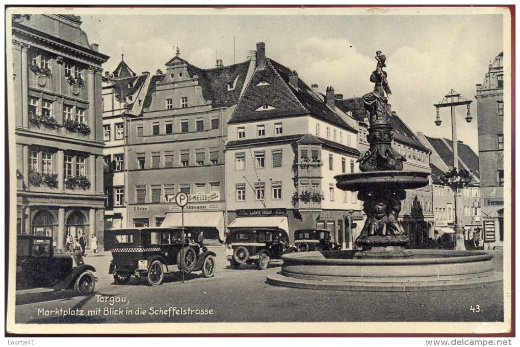 AK Torgau - Marktplatz Mit Blick In Die Scheffelstrasse - Oldtimer - Torgau