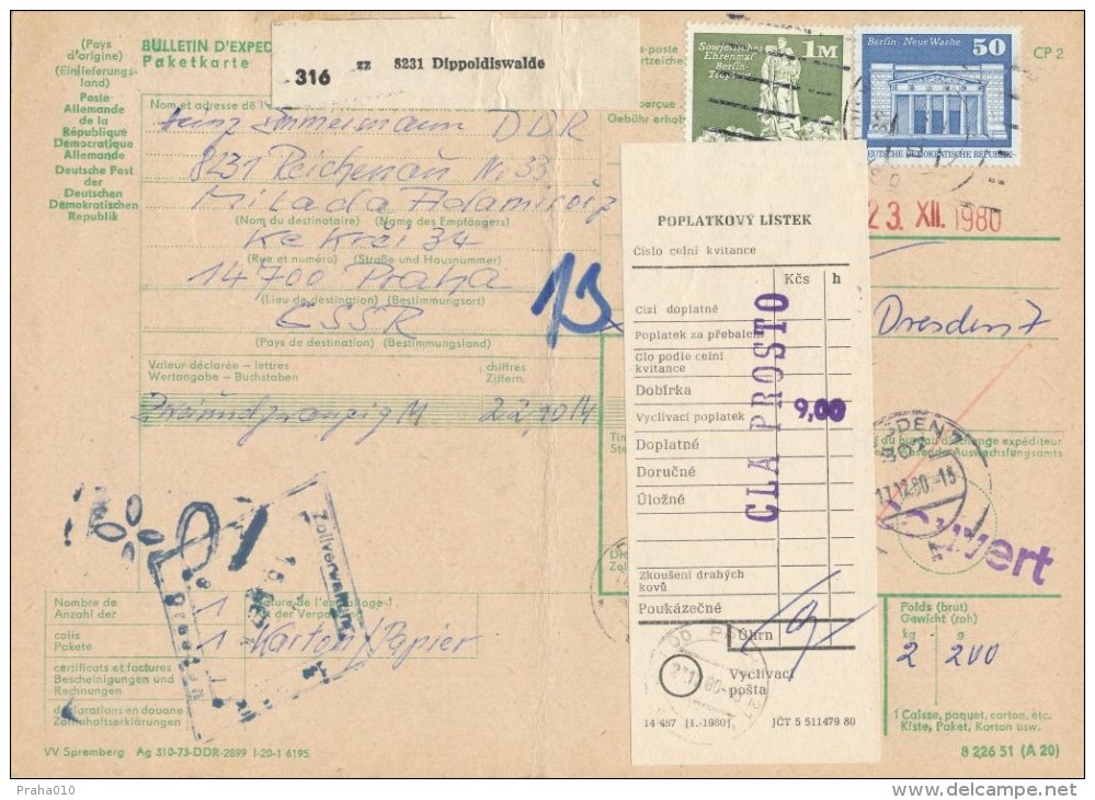 C06045 - DDR (1980) 8231 Dippoldiswalde / 807 Dresden 7 / - To Czechoslovakia: 405 02 Decin 2 / 140 00 Praha 4 - Portomarken