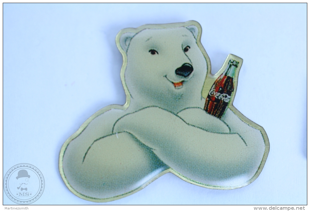 White Polar Bear With Coke Bottle - Coca Cola Pin Badge #PLS - Coca-Cola