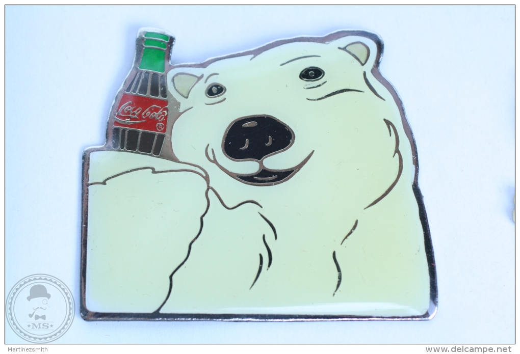 Large White Coca Cola Polar Bear Pin - Coca Cola Pin Badge #PLS - Coca-Cola