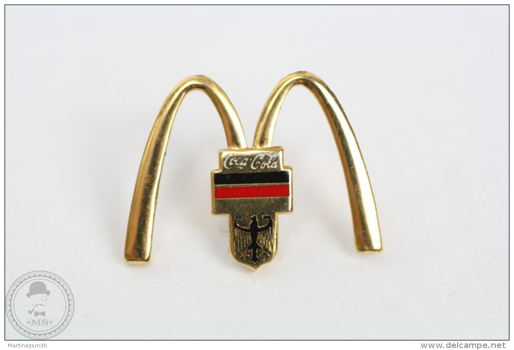 McDonald & Coca Cola Germany, Golden Colour Pin Badge #PLS - Coca-Cola