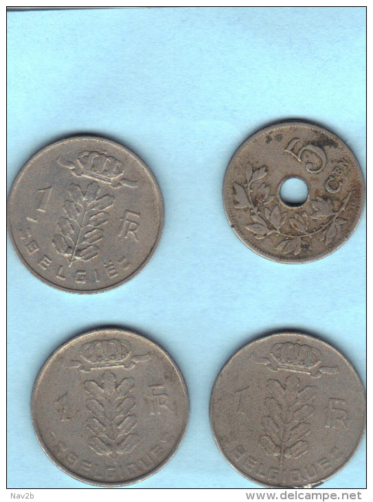 Belgique . 4 Pièces De Monnaie Différente De 1905 ,1950 , 1958 , 1963. - Altri & Non Classificati